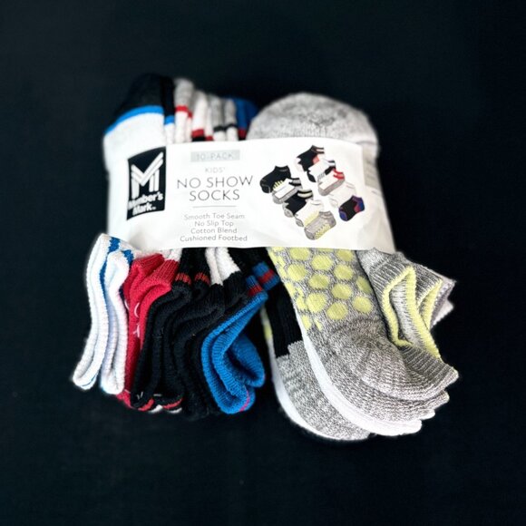 Member's Mark Other - Members Mark Kids 10-Pack No Show Socks Multi Color Toe Seam Non Slip Cushion